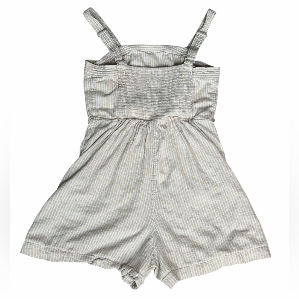 Coastal Picnic Striped Linen-Blend Romper • Neutral Summer Vibe Medium - Picture 6 of 7